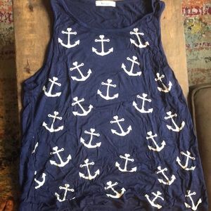 Blue anchor print tank top